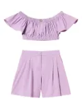 TWINSET Kids ruffled crop top and pleated shorts - Purple