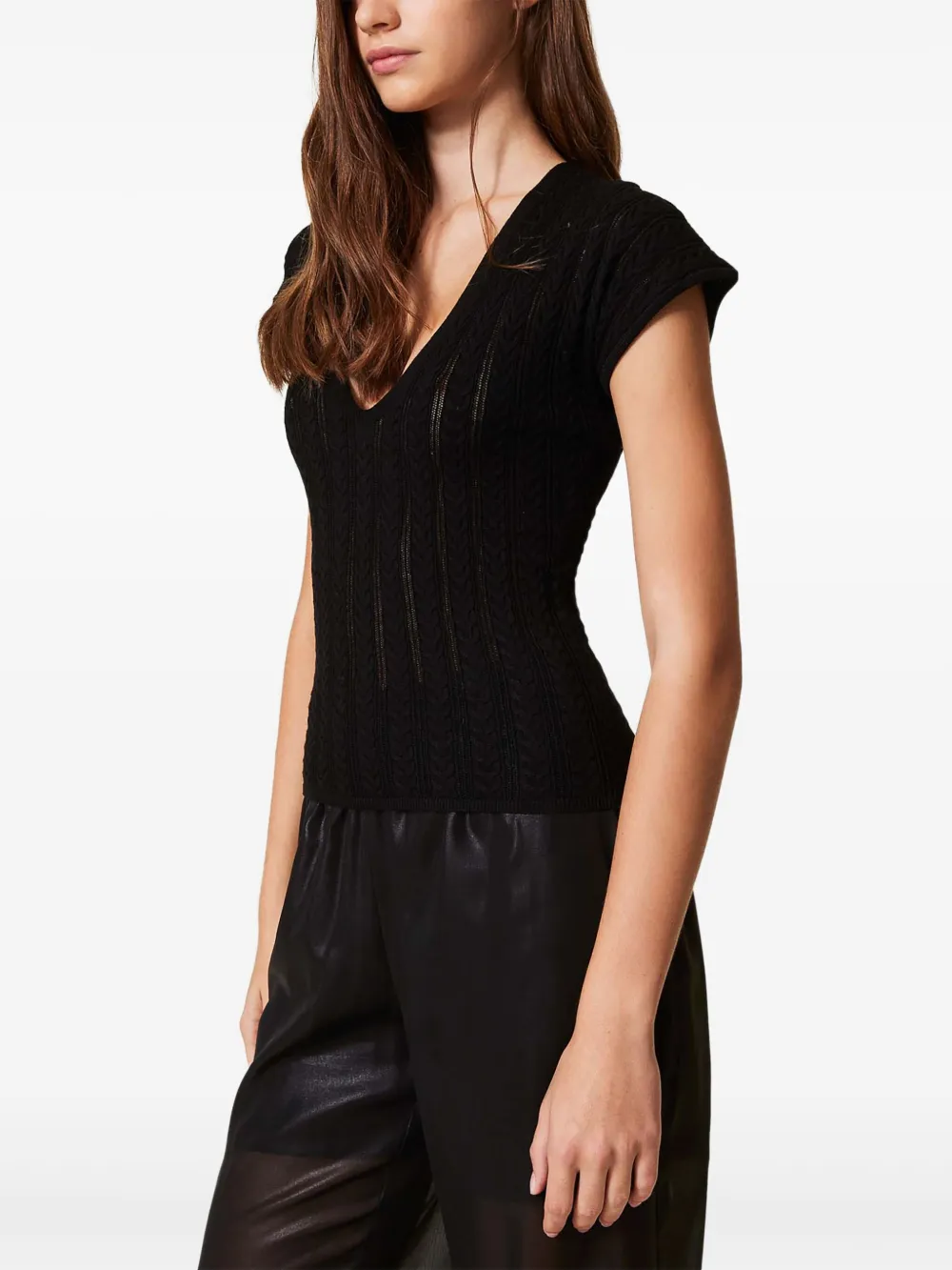 TWINSET Gebreid T-shirt Zwart