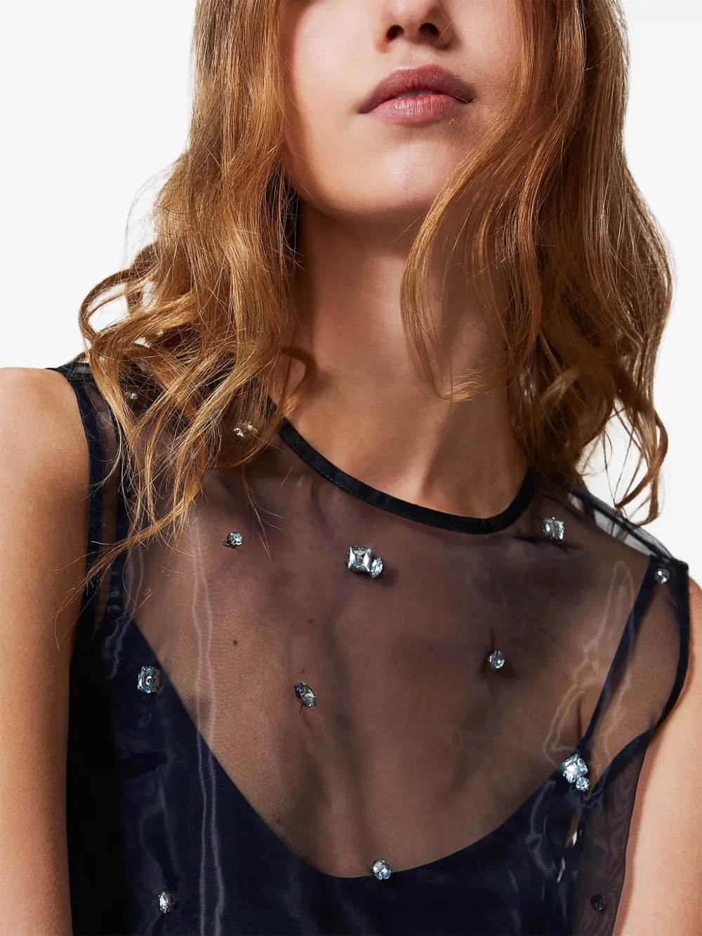 TWINSET Organza top met borduurwerk Blauw