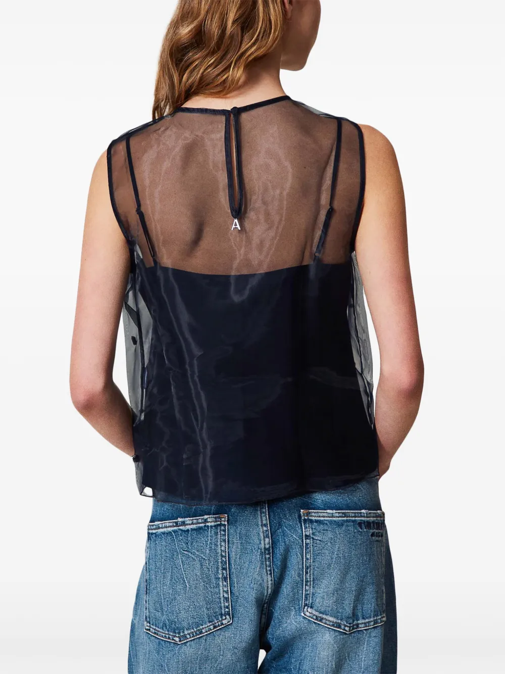 TWINSET Organza top met borduurwerk Blauw