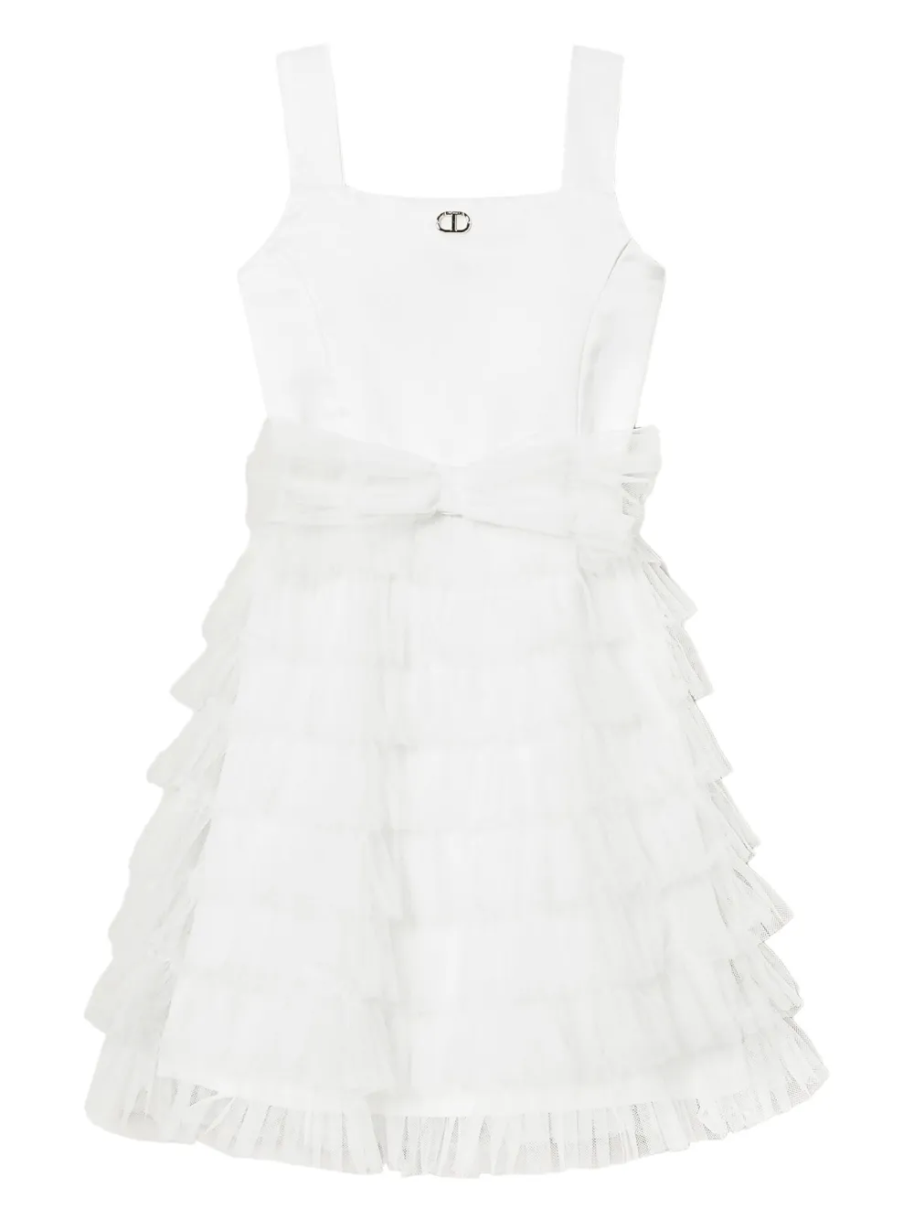 TWINSET Kids Midi-jurk met ruches Wit
