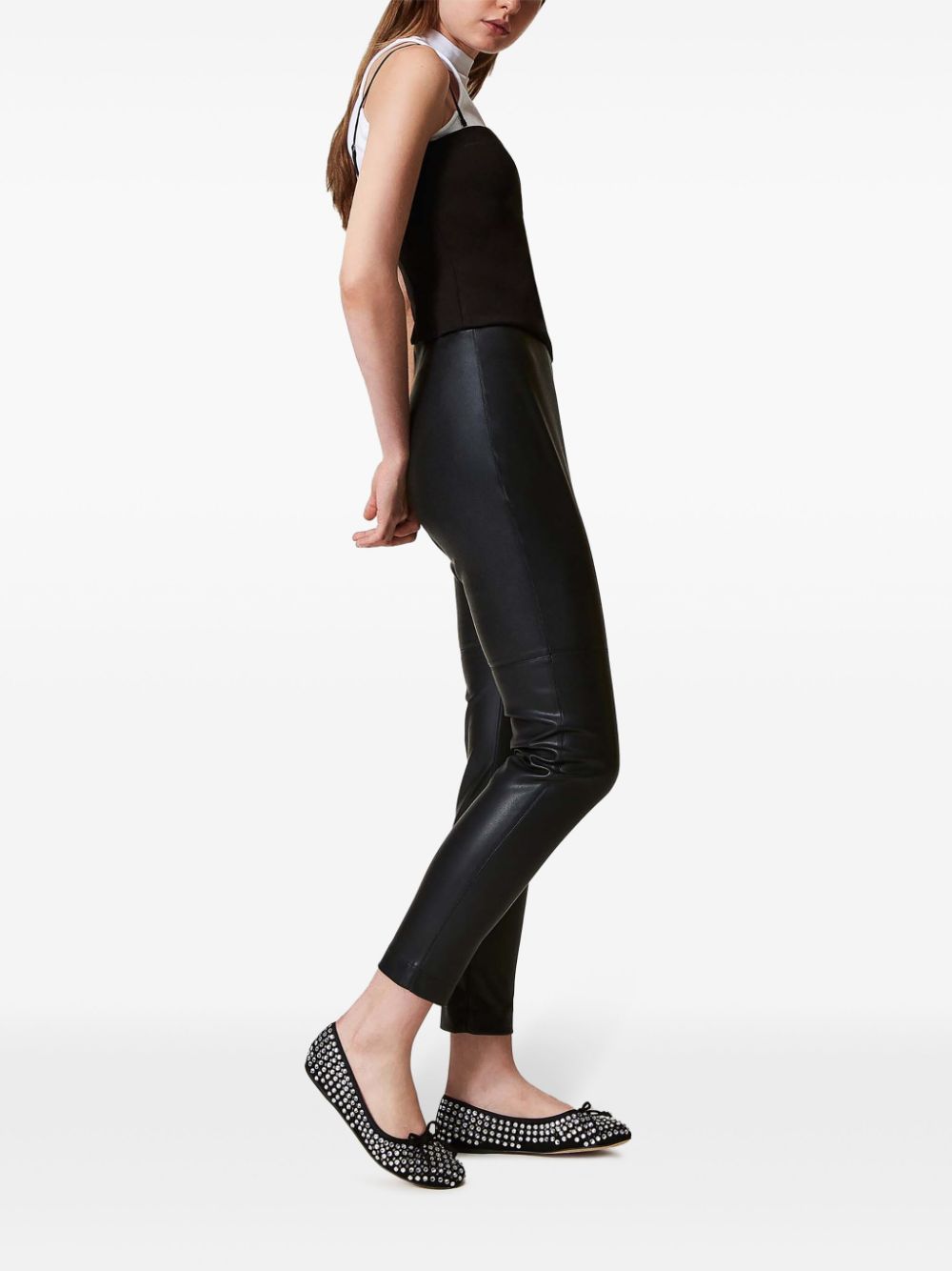 TWINSET Legging van imitatieleer - Zwart