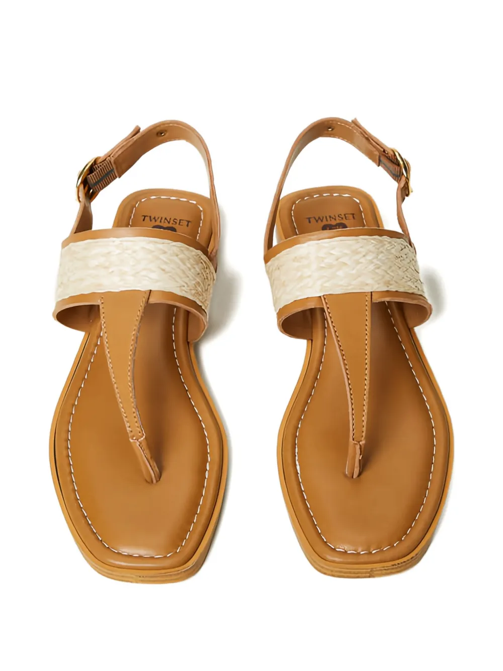 TWINSET woven-panel leather sandals Beige