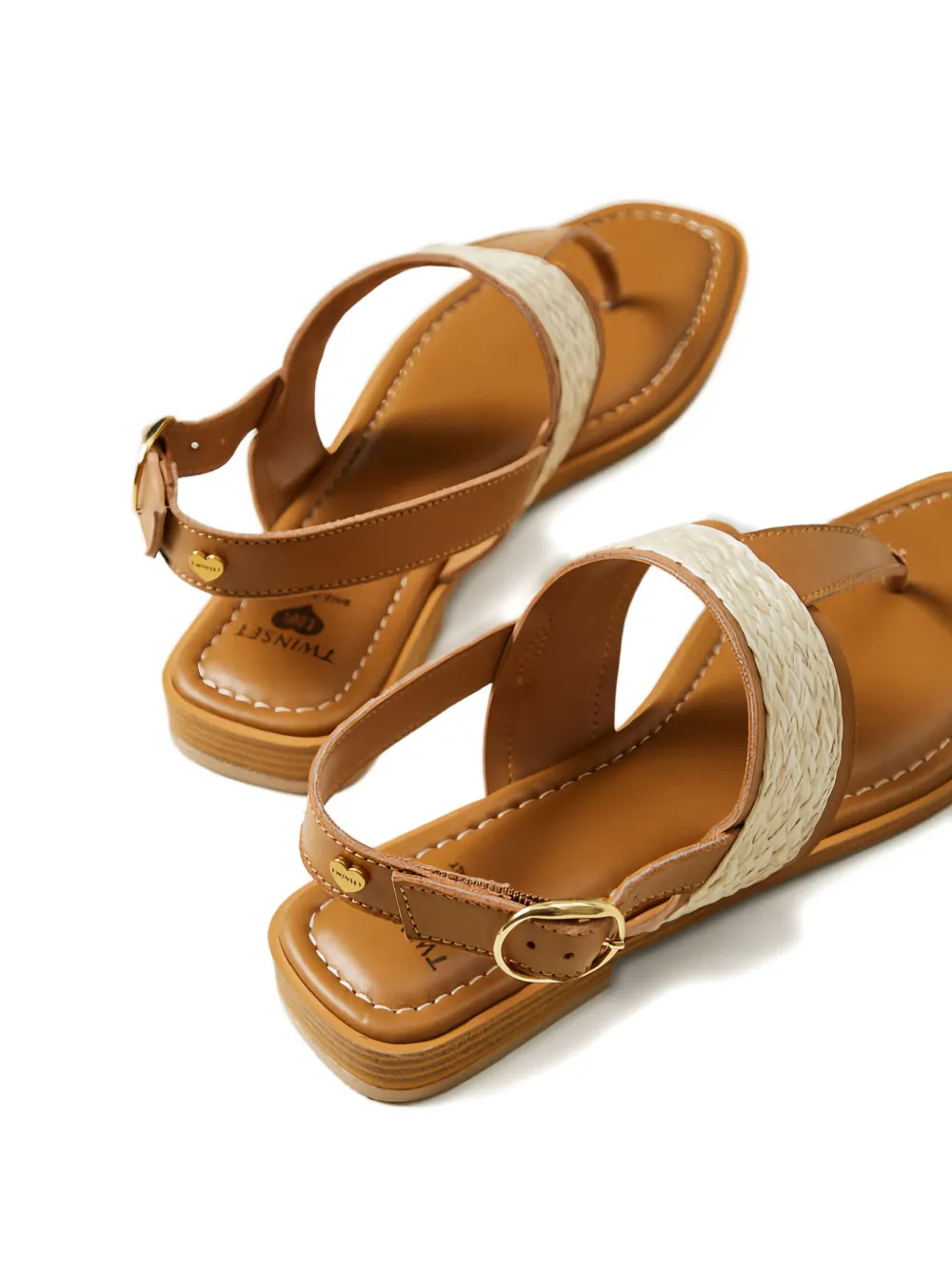 TWINSET woven-panel leather sandals Beige