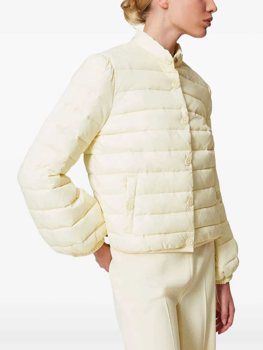TWINSET Donsjack met logoknopen Beige