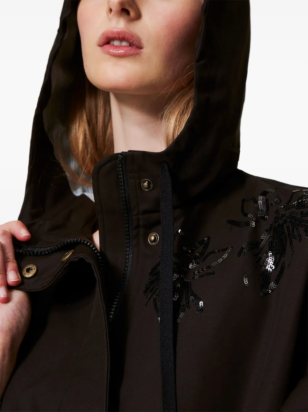 TWINSET Parka met capuchon Zwart