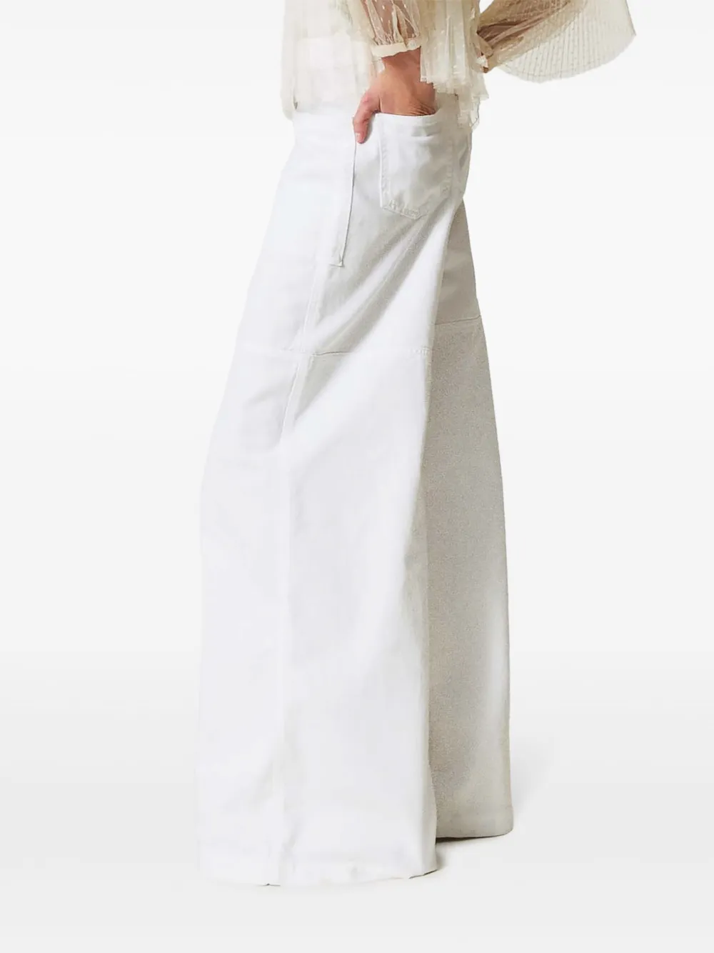 Shop Twinset Wide-leg Cargo Jeans In White