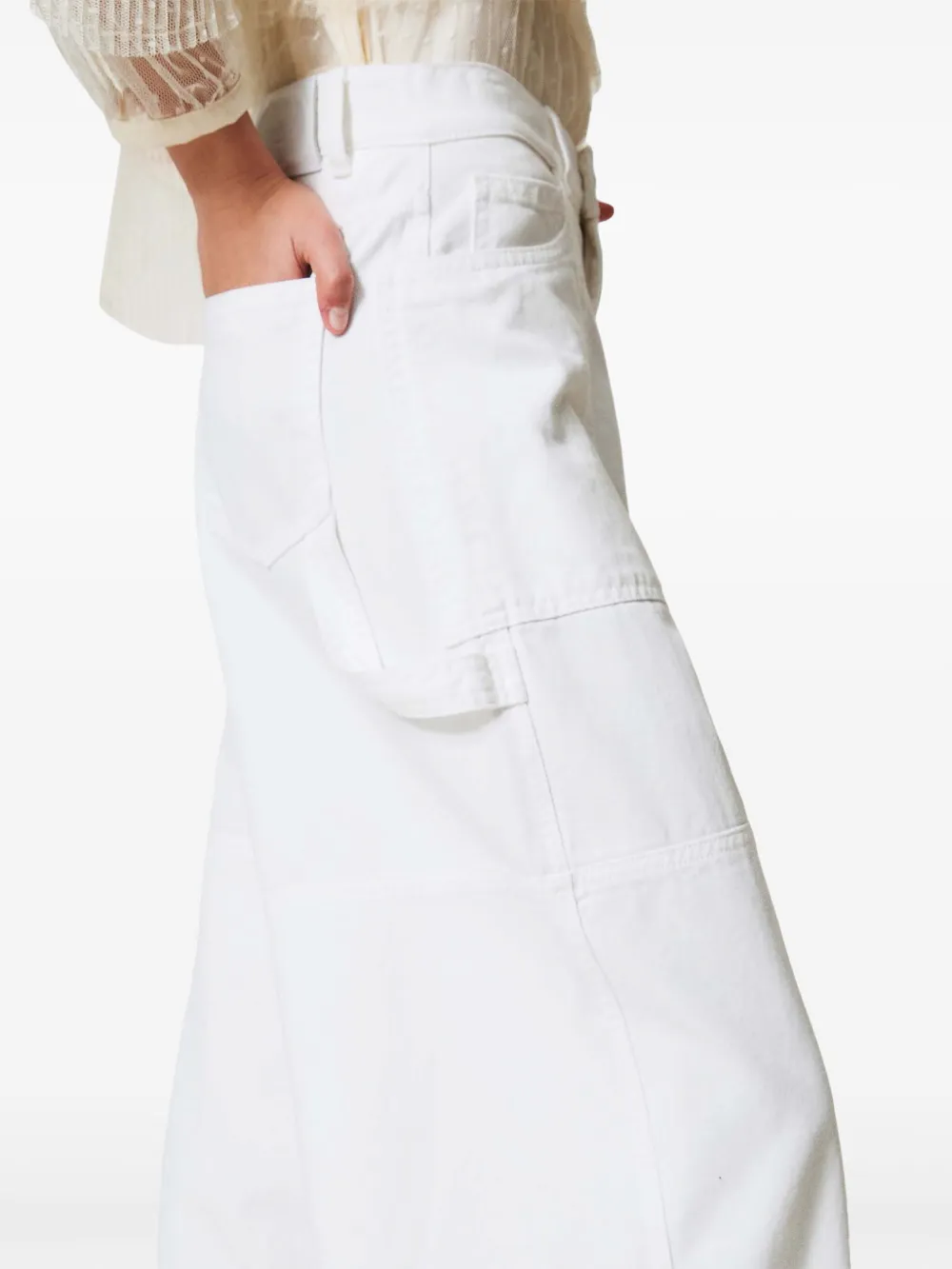 Shop Twinset Wide-leg Cargo Jeans In White