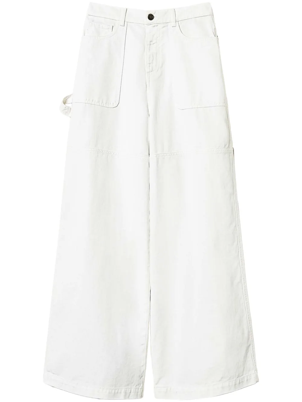 Shop Twinset Wide-leg Cargo Jeans In White