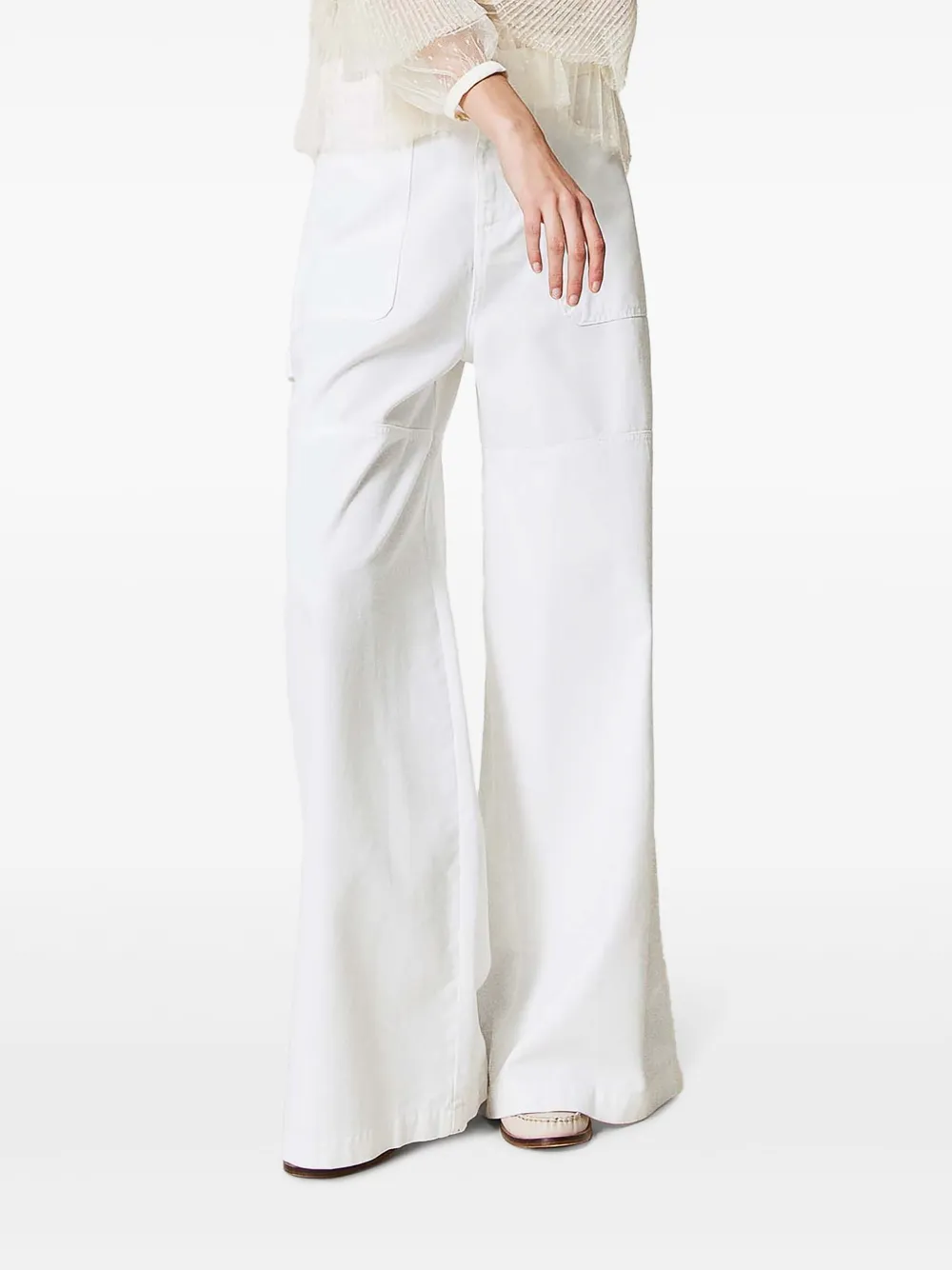 Shop Twinset Wide-leg Cargo Jeans In White