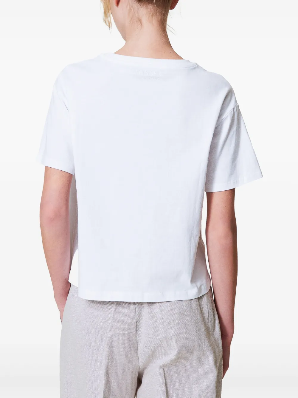 Shop Twinset Embroidered T-shirt In White