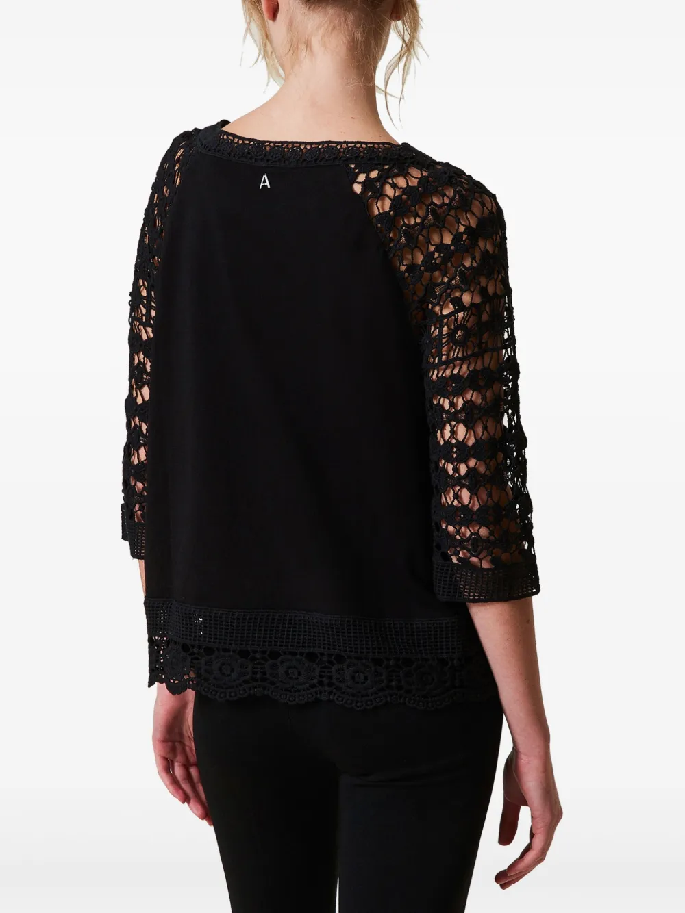 TWINSET Blouse met macramé detail Zwart