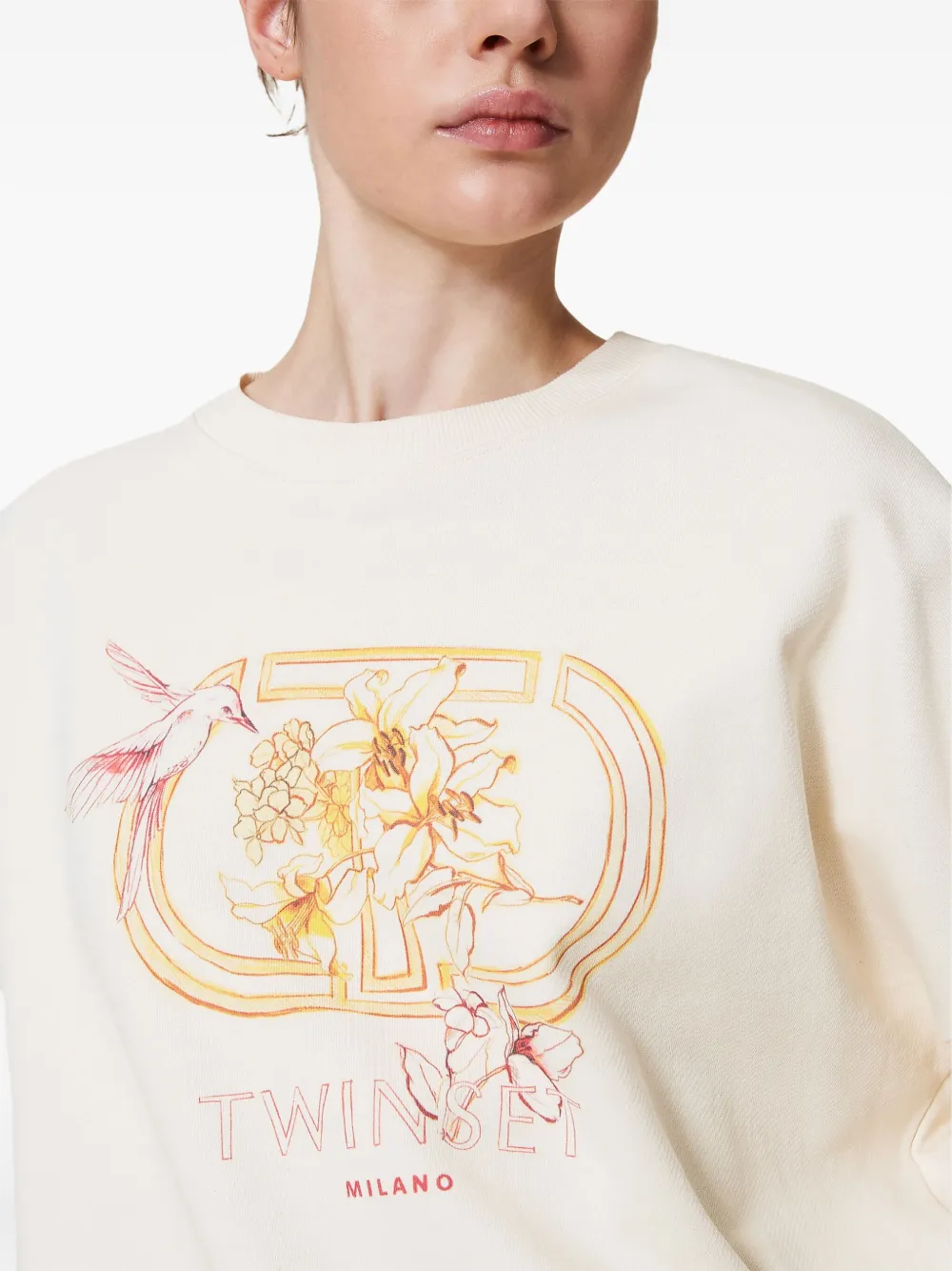 Shop Twinset Hummingbird-print Sweatshirt In White