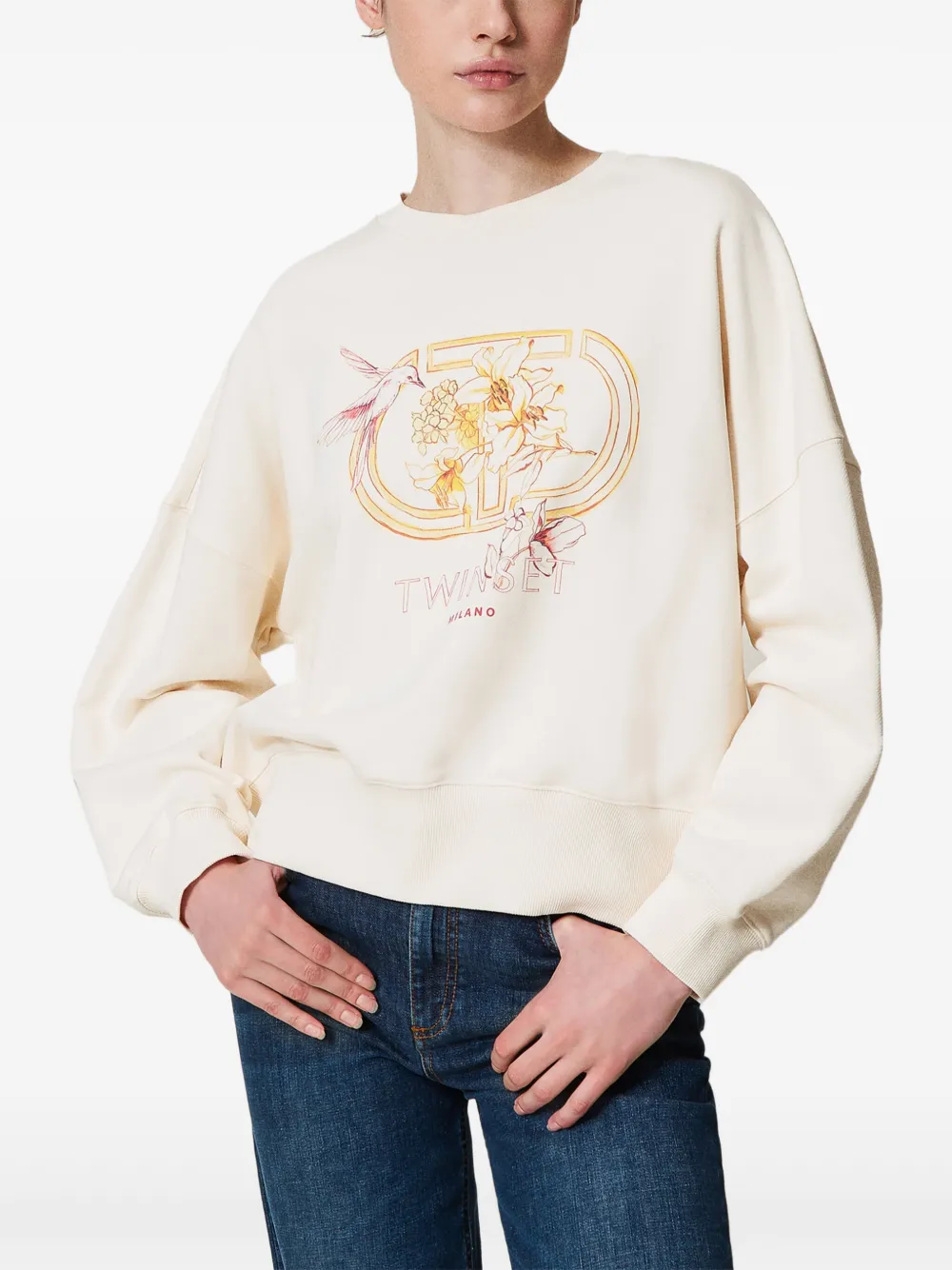 TWINSET Hummingbird-print sweatshirt - Wit