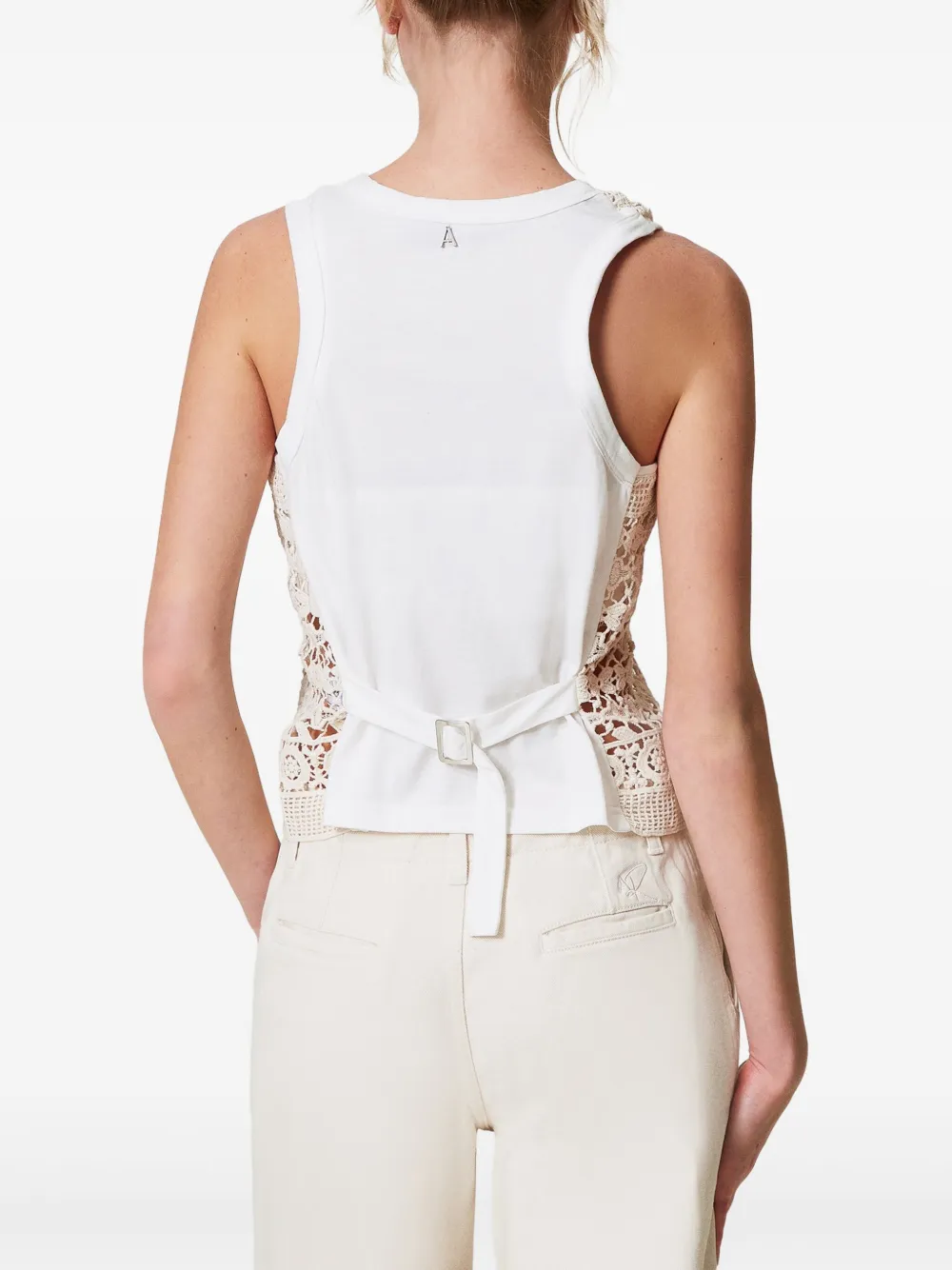 TWINSET Jersey top met macramé kant Wit