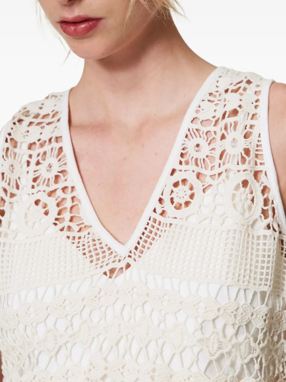TWINSET Jersey top met macramé kant Wit