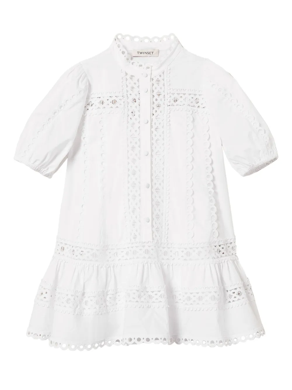 TWINSET Kids Broderie anglaise mini-jurk Wit
