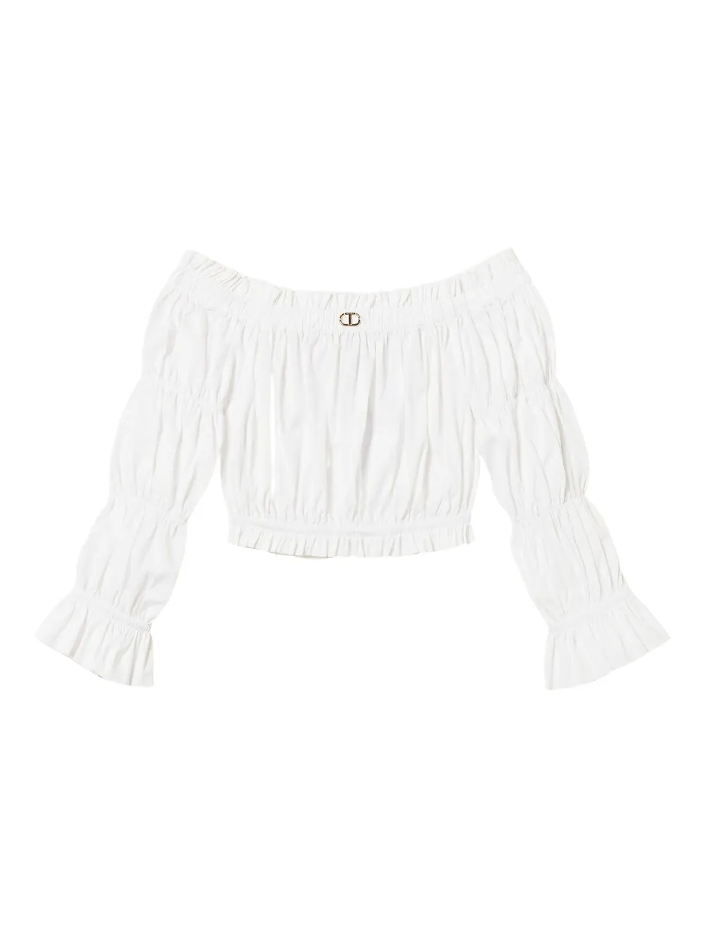 TWINSET Kids Off-shoulder top met ruches Wit