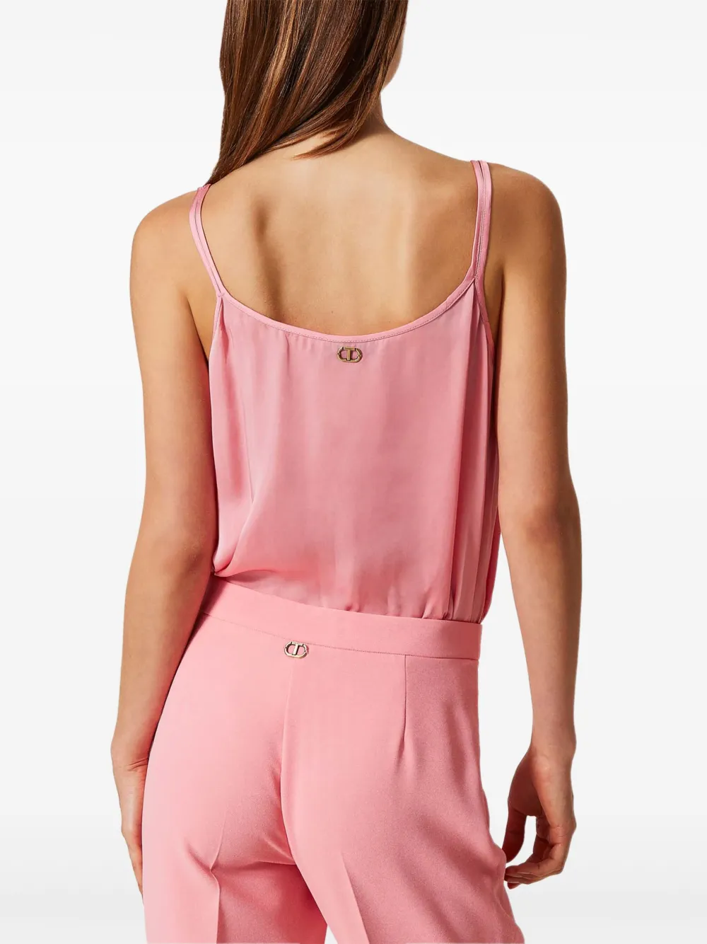 TWINSET Satijnen top met geborduurd detail Roze