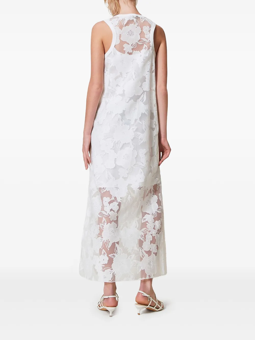 TWINSET Jurk met geborduurde bloemen Wit