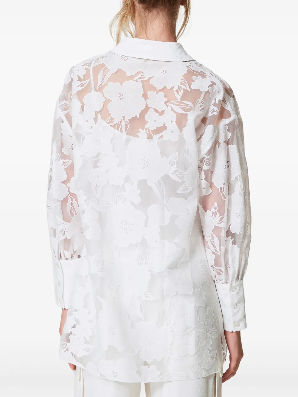 TWINSET Organza blouse met fil-coupé effect Wit