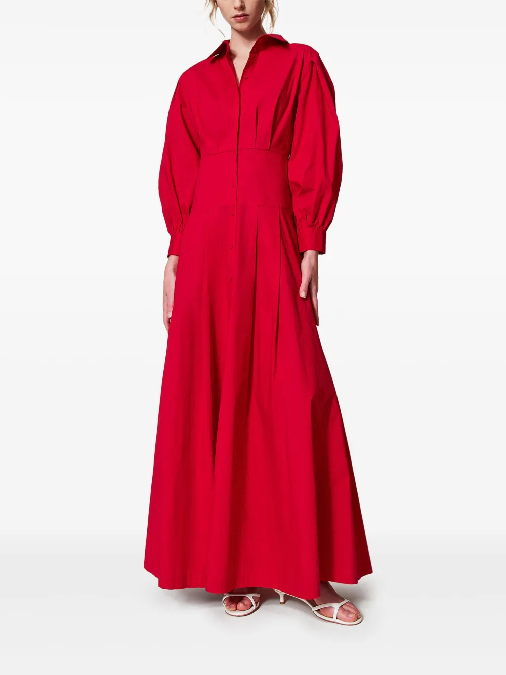 TWINSET Lange popeline blousejurk - Rood