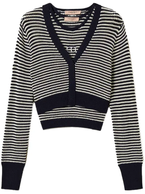Cardigan Oval T à rayures - TWINSET - Modalova