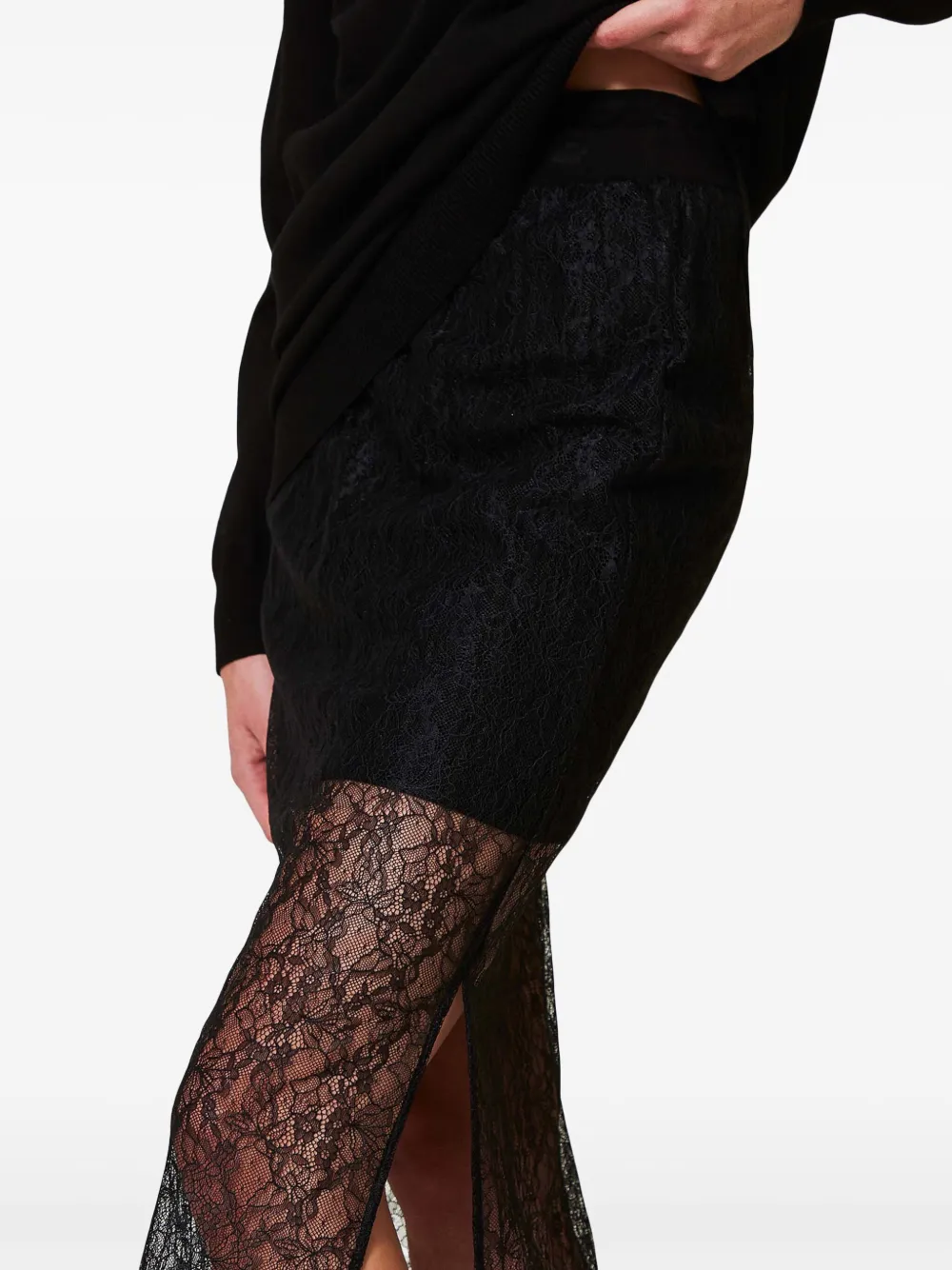 Shop Twinset Lace-panelled Dress In 00006 Nero