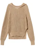 TWINSET hooded ribbed-knit sweater - Brown