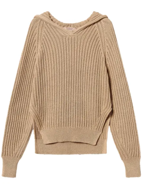 TWINSET hooded ribbed-knit sweater