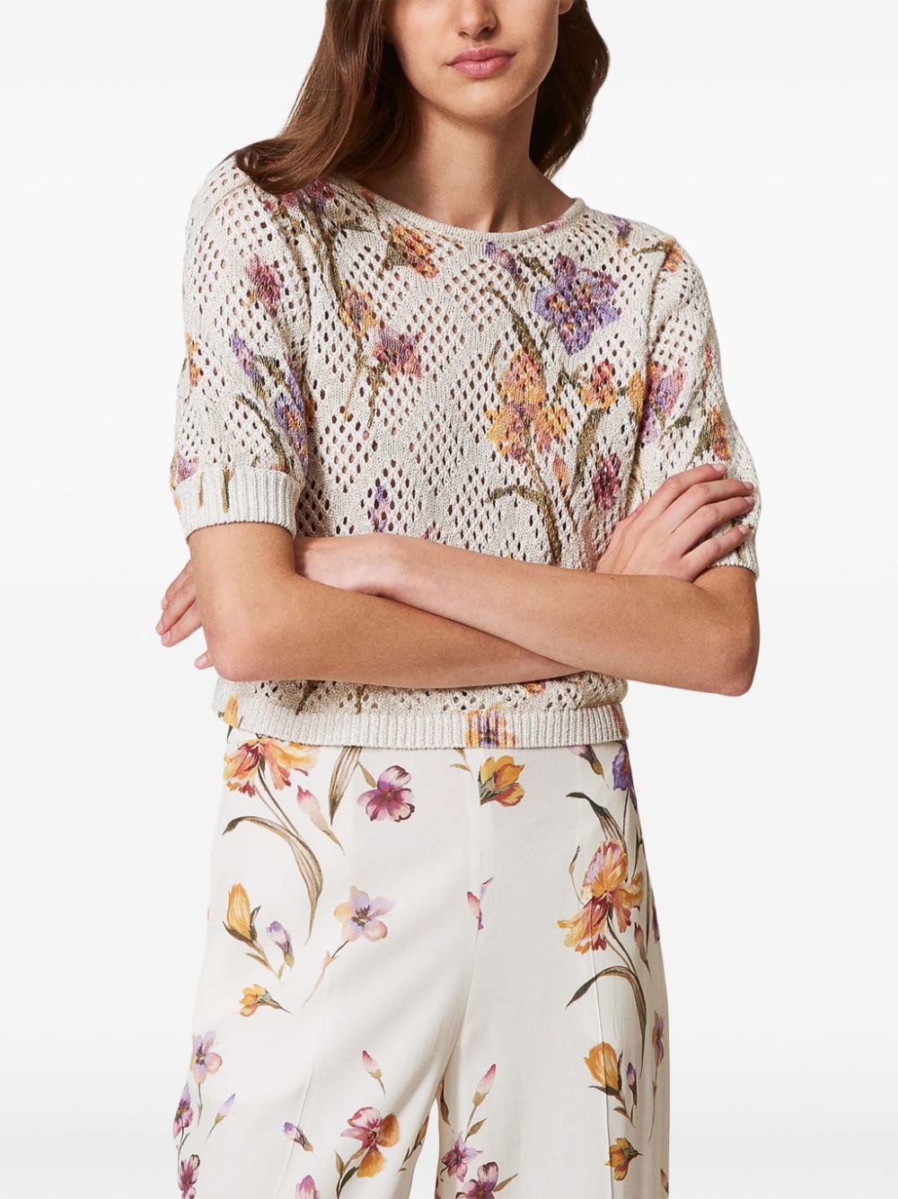 TWINSET Trui met bloemenprint - Wit