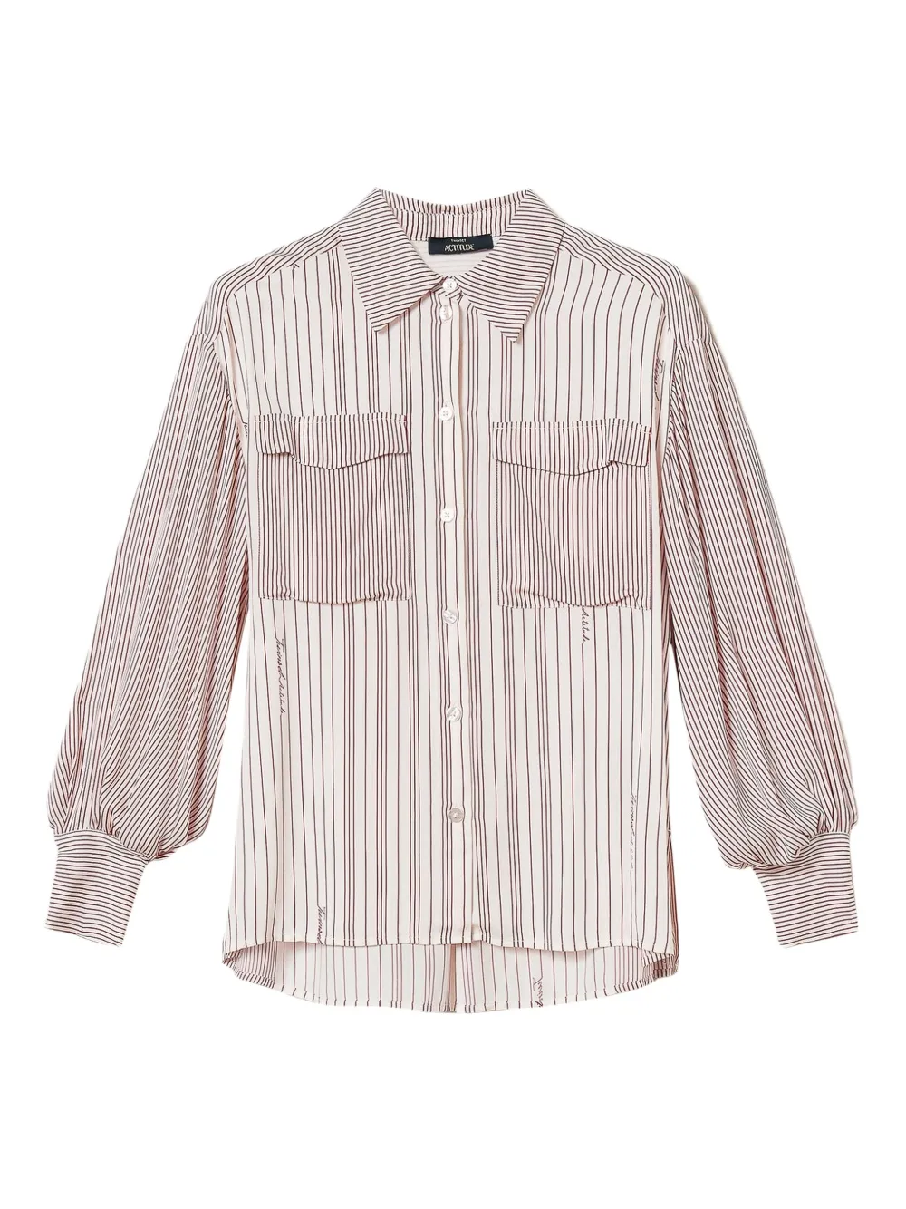 TWINSET striped puff-sleeve shirt Rood