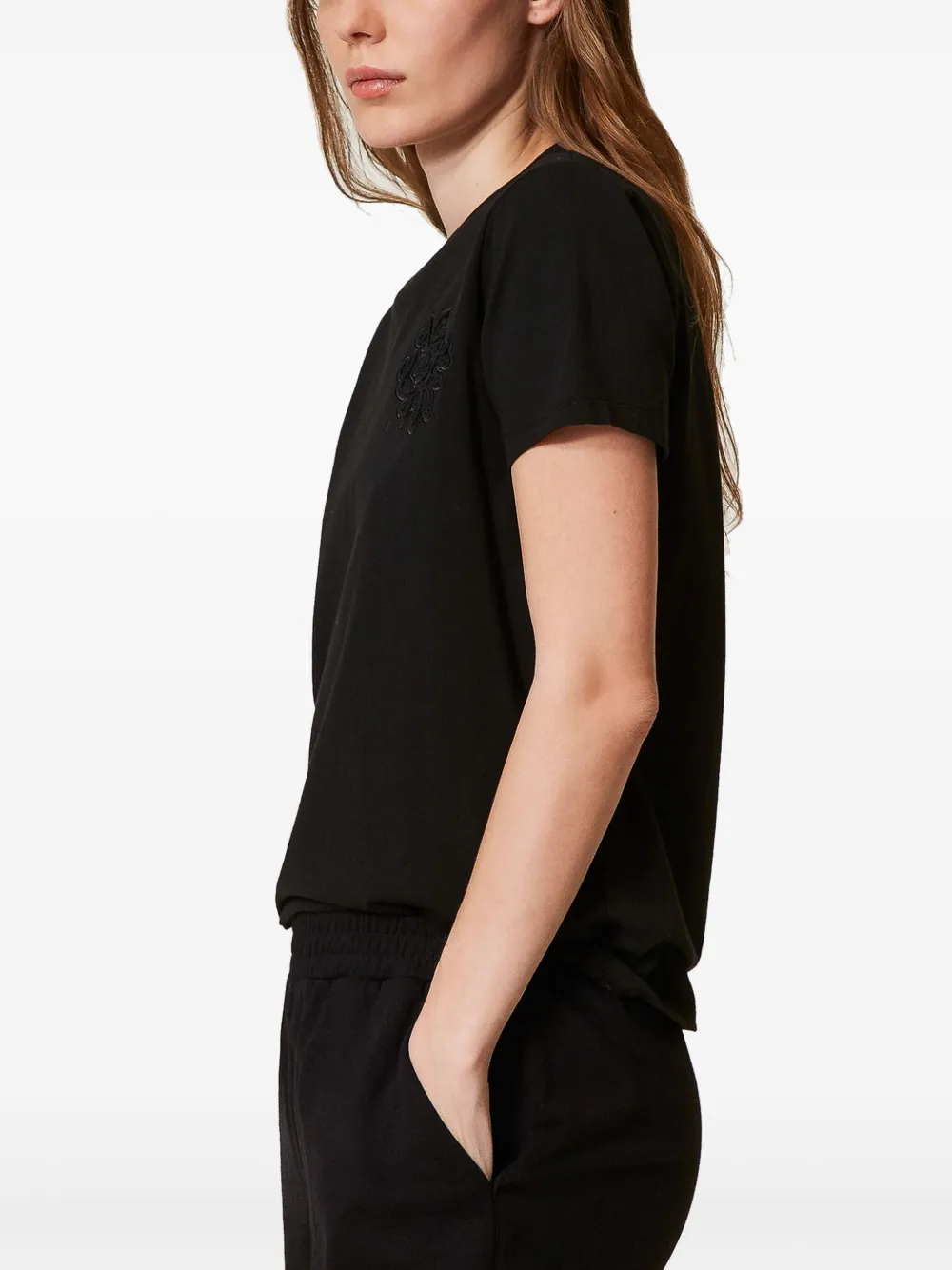 TWINSET T-shirt met borduurwerk Zwart