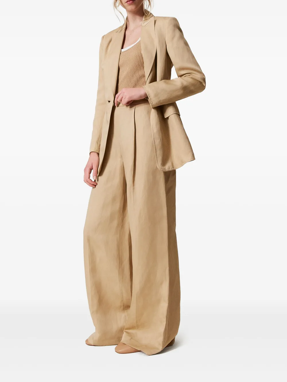 TWINSET Palazzo plooibroek Beige