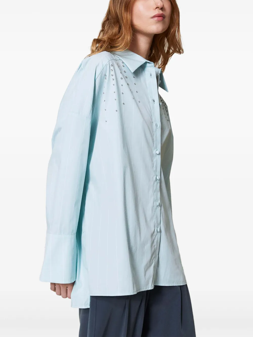 TWINSET Bezel popeline blouse met borduurwerk - Blauw