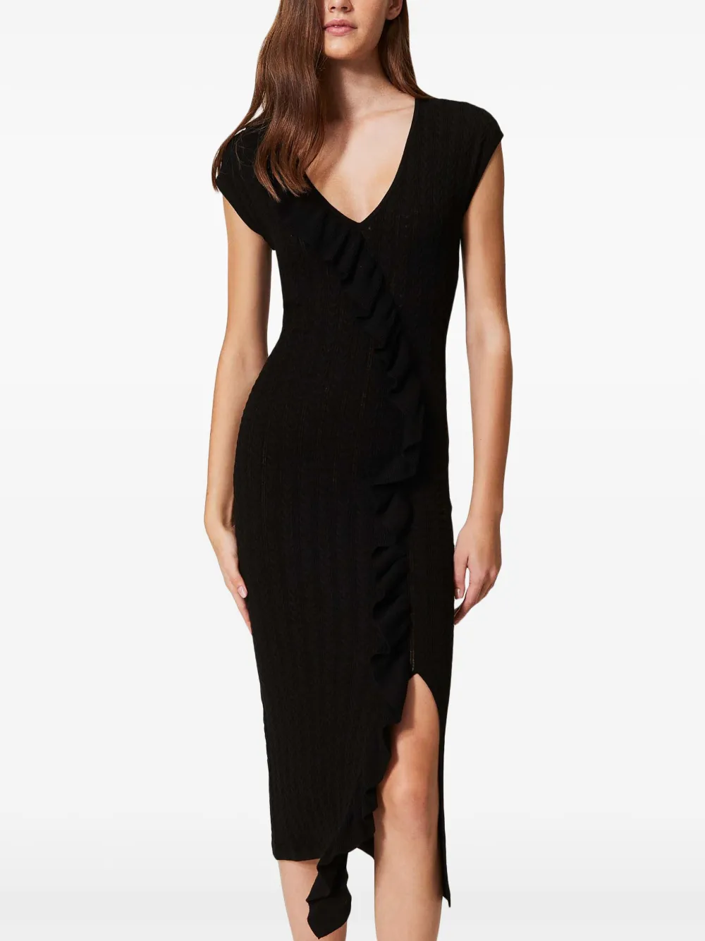 TWINSET Gebreide midi-jurk Zwart