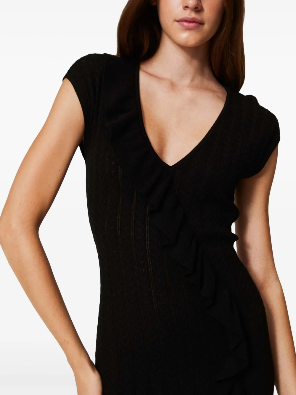 TWINSET Gebreide midi-jurk Zwart