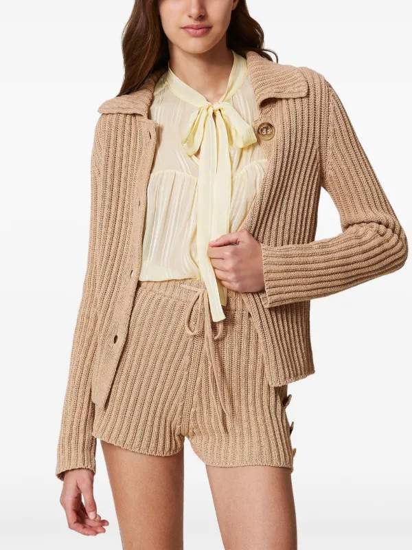 ショートパンツ TWINSET BROWN COTTON SHORTS TWINSET リブニット ショートパンツ | ブラウン | FARFETCH JP