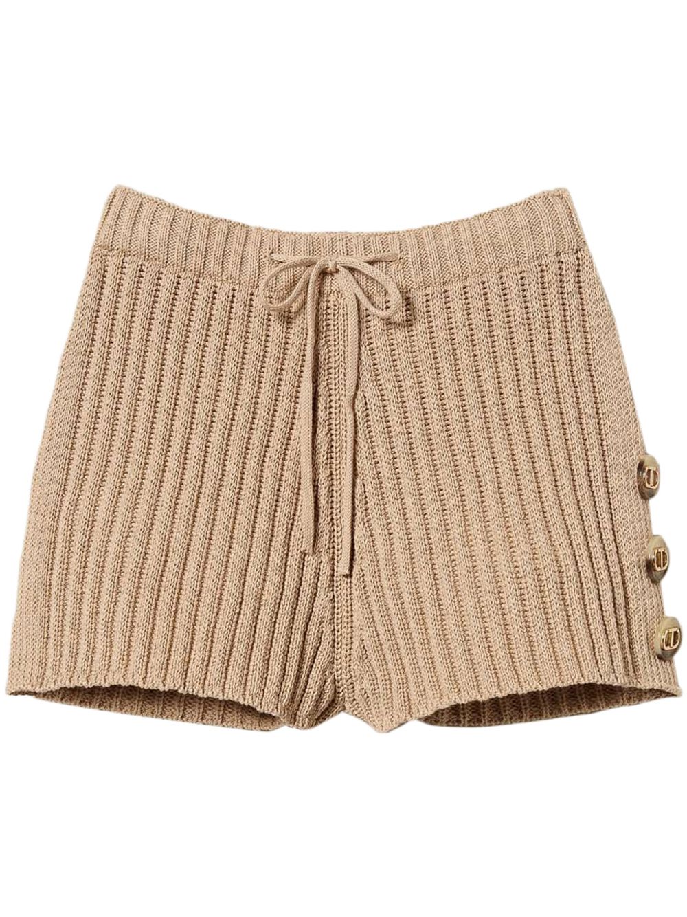 TWINSET button-detail ribbed-knit shorts - Brown