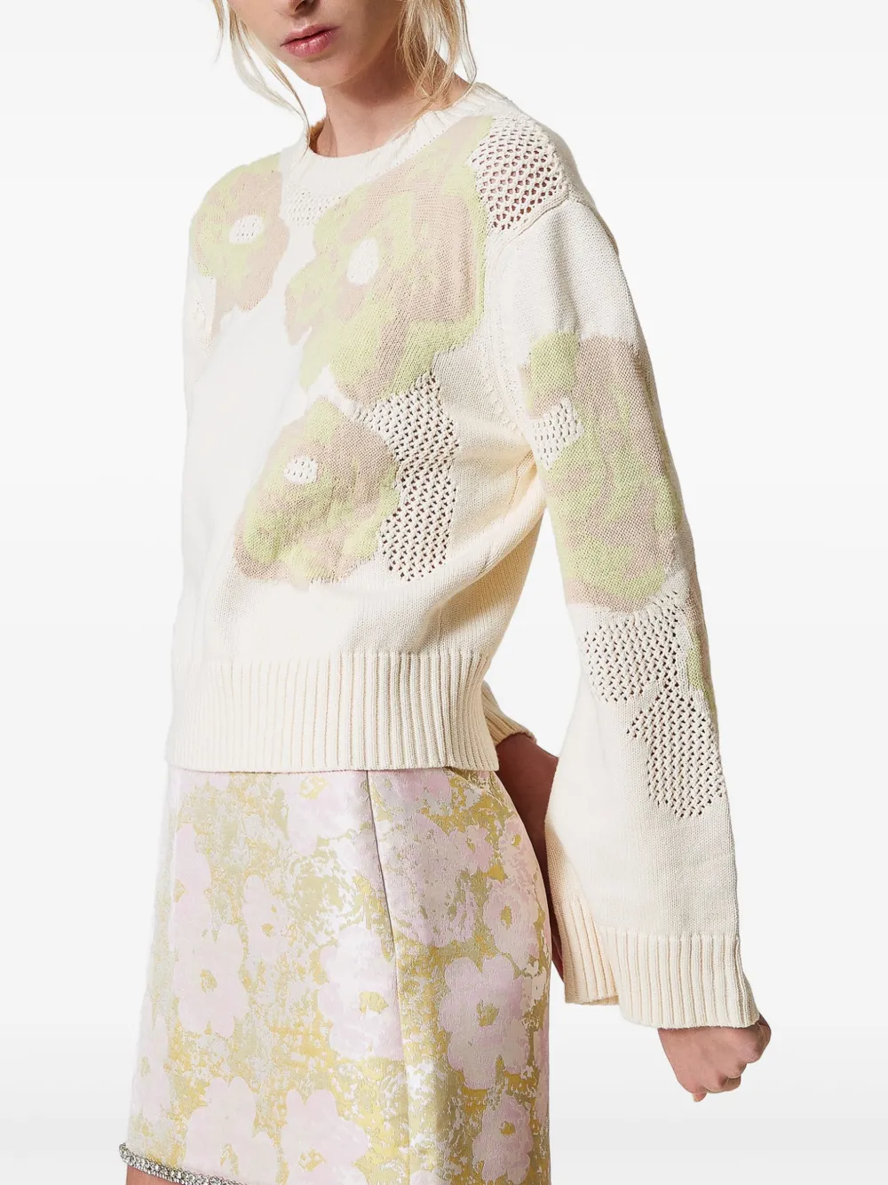 TWINSET rose-jacquard jumper - Wit