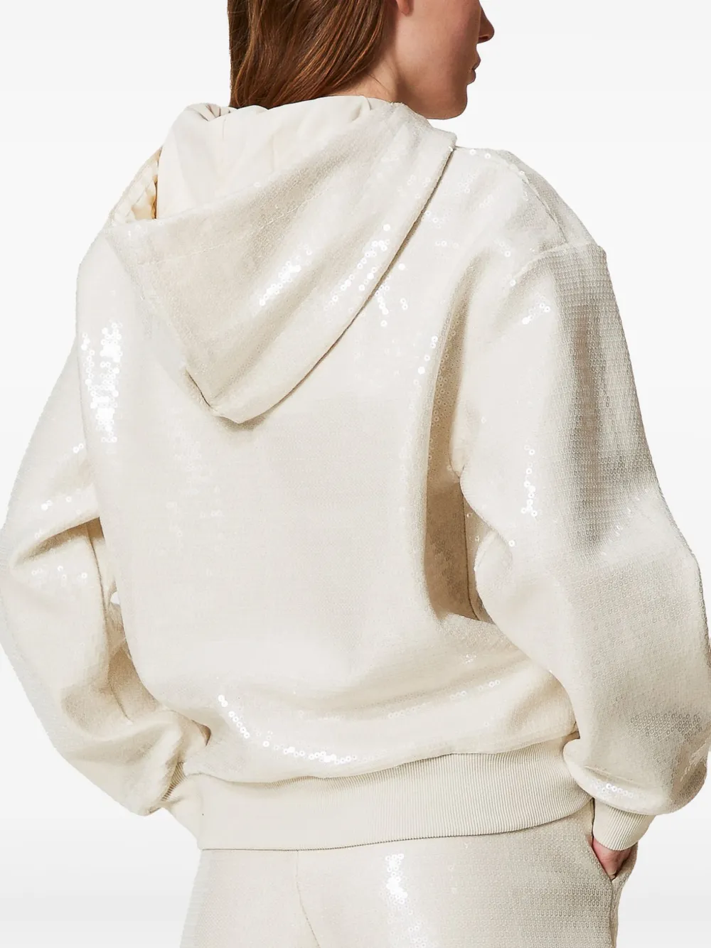 TWINSET Hoodie met verfraaid logo Beige