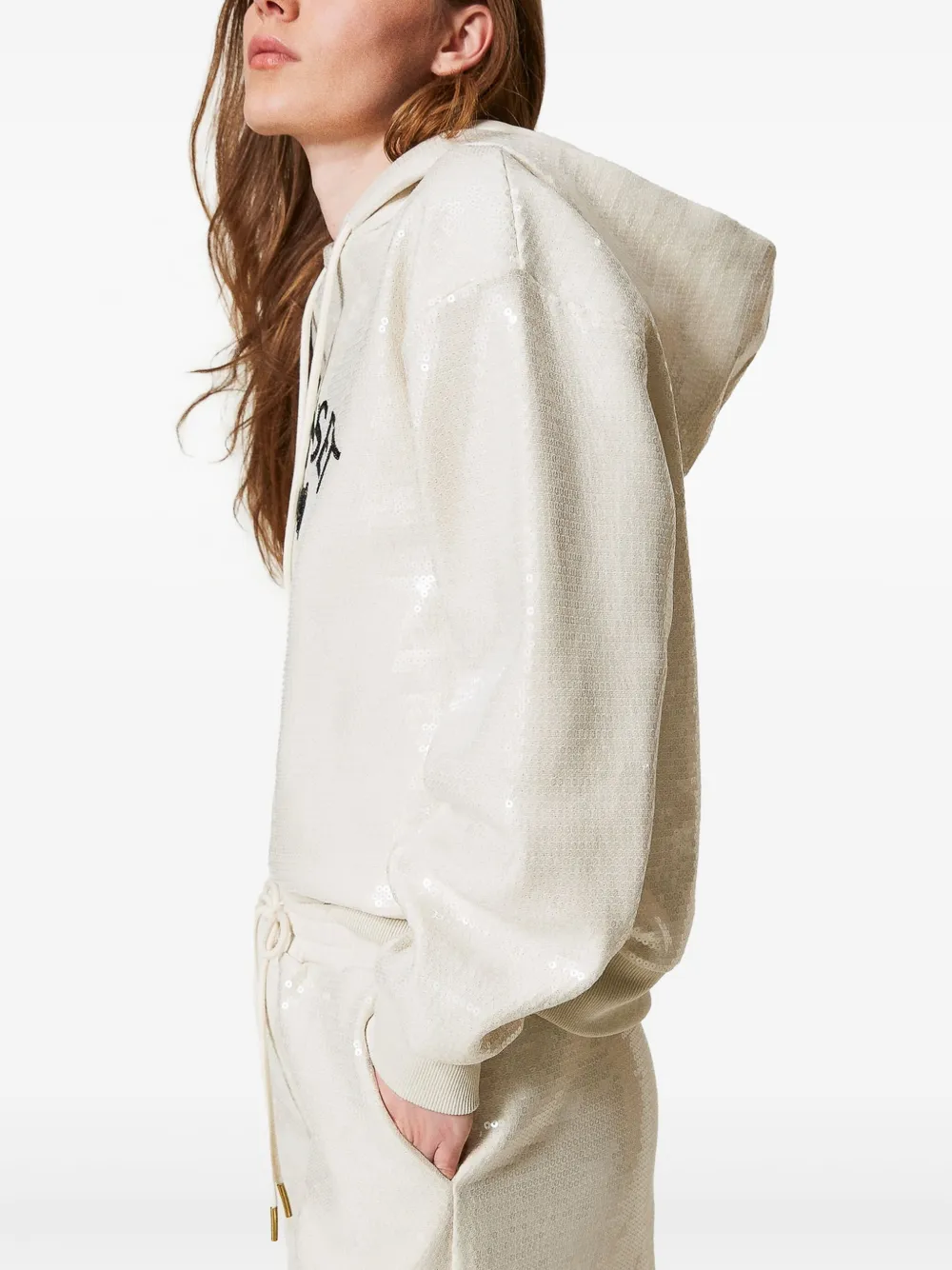 TWINSET Hoodie met verfraaid logo Beige