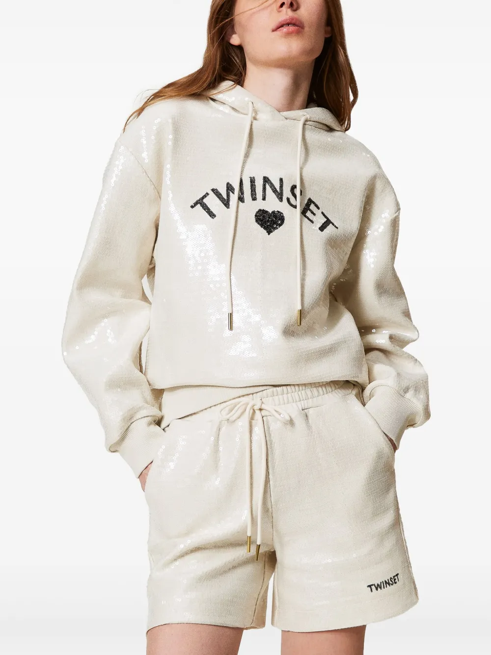 TWINSET Hoodie met verfraaid logo - Beige