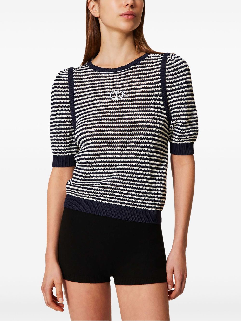 TWINSET embroidered striped T-shirt - Wit