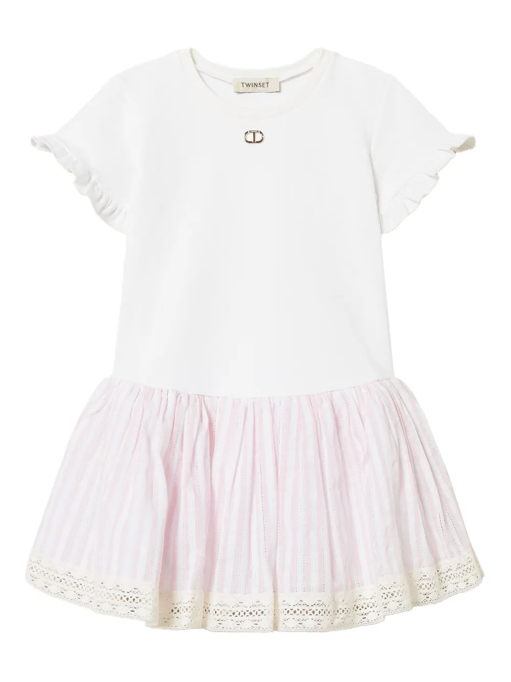 TWINSET Kids Jurk met ruches detail Wit