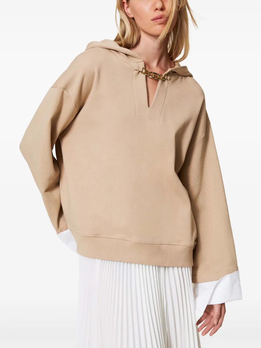 TWINSET Oval T hoodie met ketting - Beige