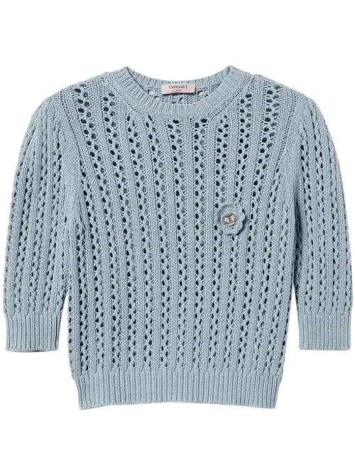 TWINSET pull en crochet - Bleu - TWINSET - Modalova