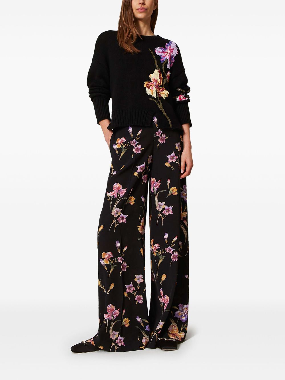 TWINSET floral trousers - Zwart