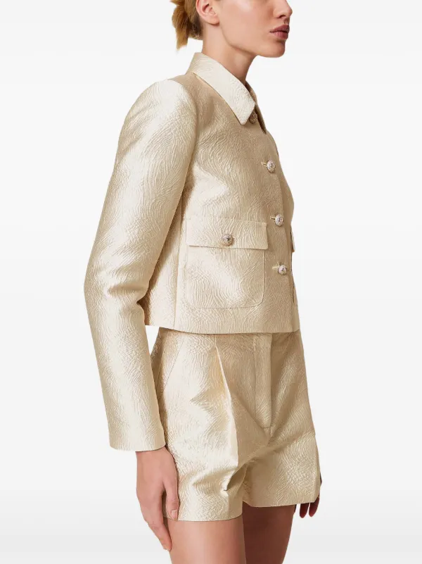 ジャケット TWINSET JACQUARD LUREX KNIT JACKET Jacquard knit jacket with lurex Woman, Gold | TWINSET Milano