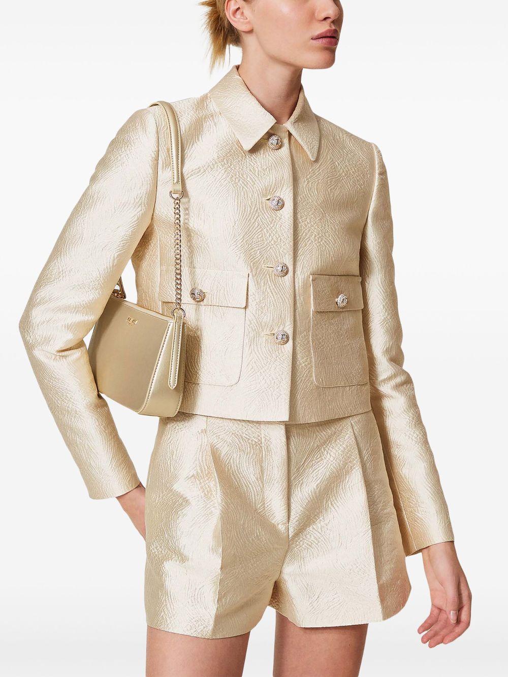 TWINSET brocade jacquard cropped jacket - Neutrals